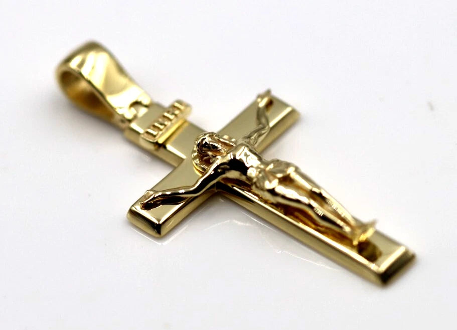 Genuine 18ct 18k 750 Yellow, Rose or White Gold Solid Medium Crucifix Cross Pendant