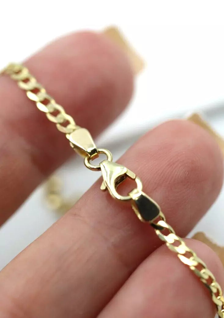 Genuine 9ct 9K Yellow Gold Plain Cross Pendant + Necklace Chain 60cm