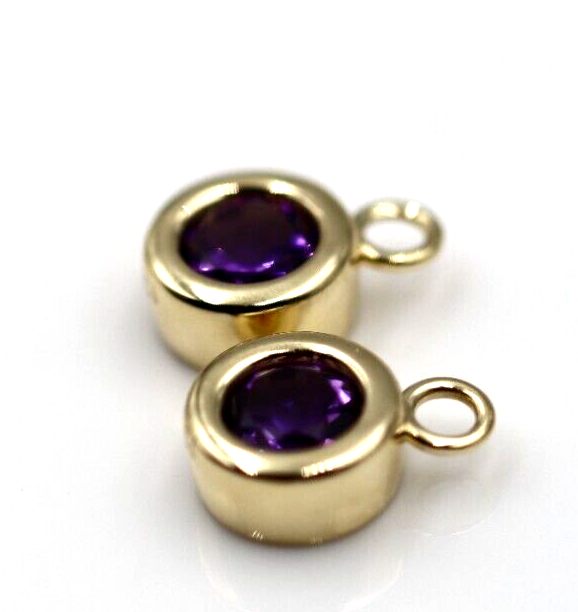 Kaedesigns New Genuine 1 Pair 9ct 9Kt 375 Genuine Yellow, Rose or White Gold Amethyst Charms
