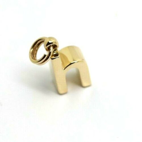 Genuine 9ct Solid Yellow, Rose or White Gold Initial Small Pendant h with split ring