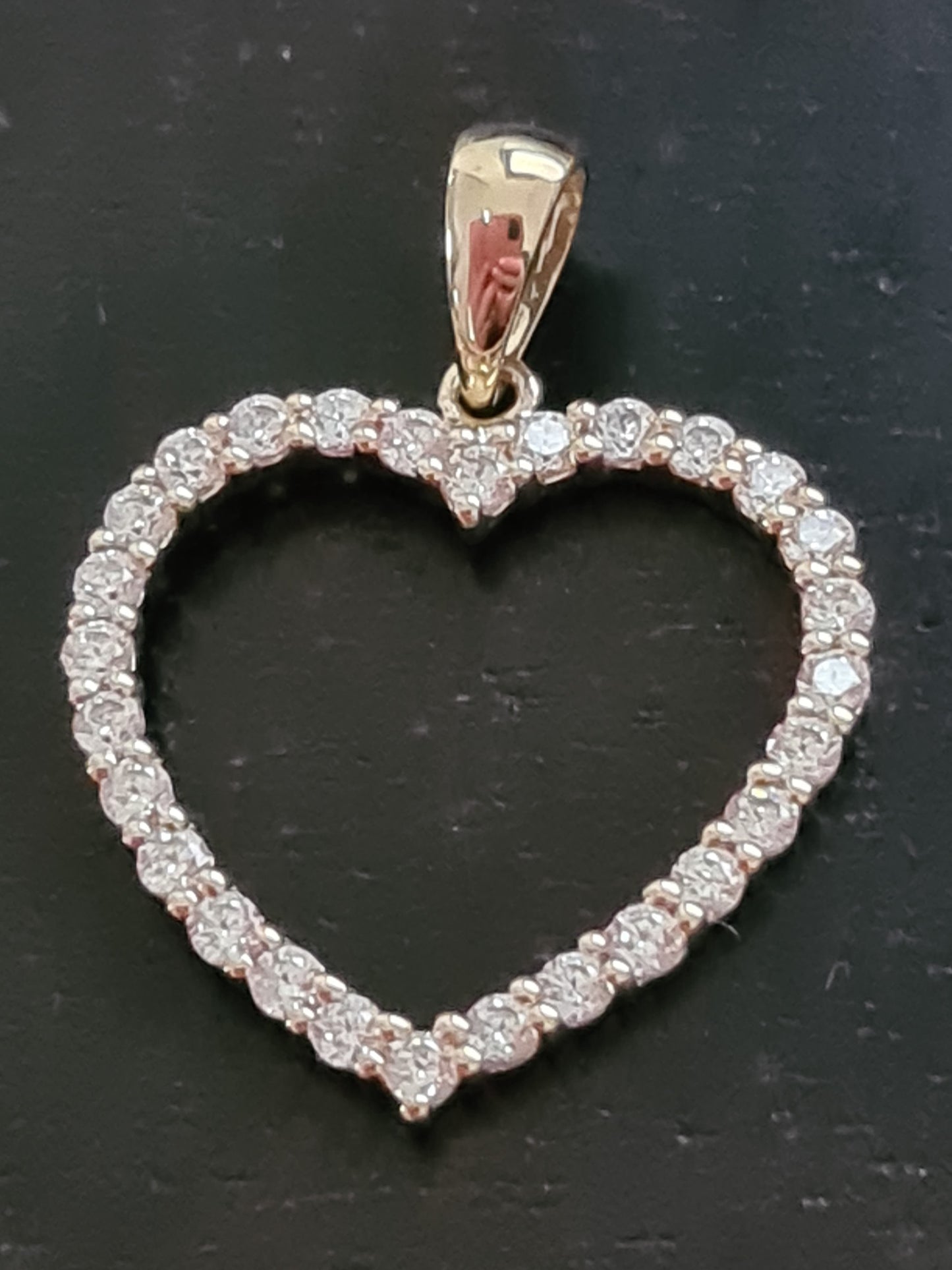 Genuine 9k 9ct Yellow Gold Cubic Zirconia Open Heart Pendant