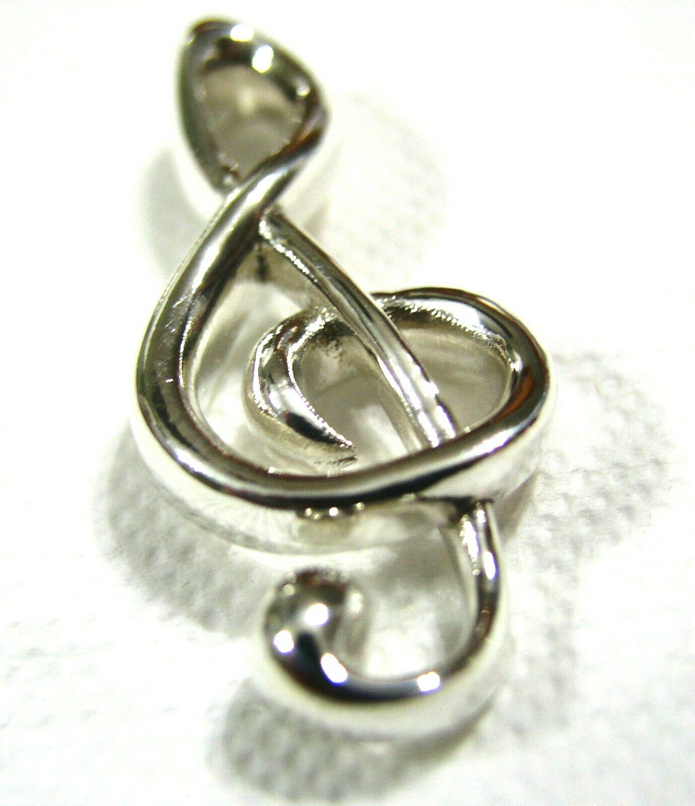Heavy Solid 9ct Yellow or Rose or White Gold Treble Clef Music Note pendant