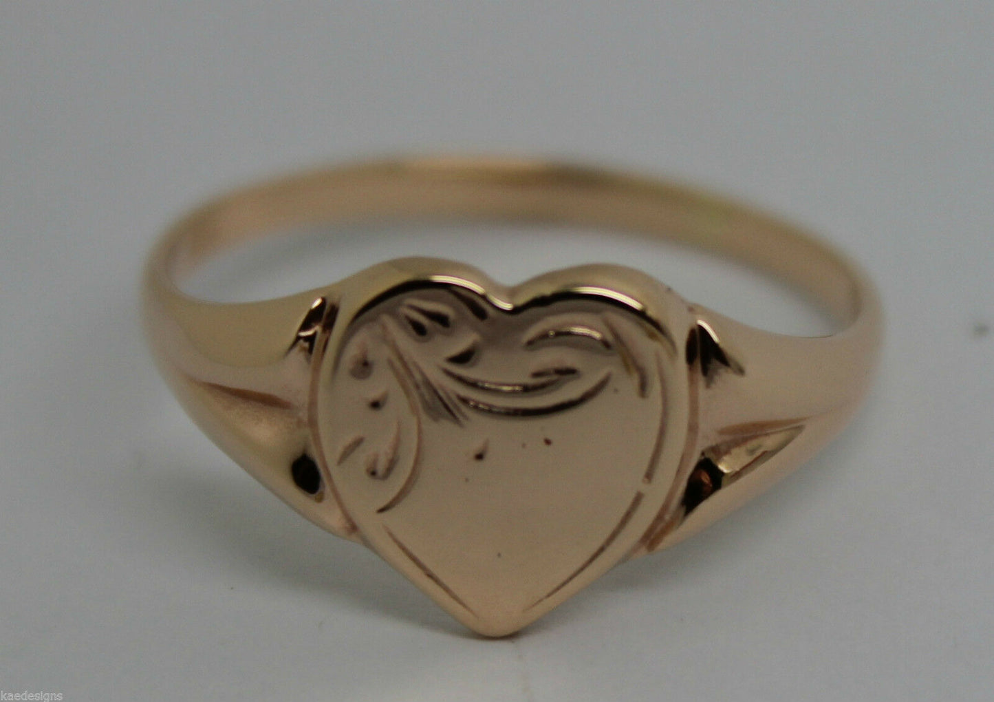 Kaedesigns New Size K Genuine Solid New 9ct 9k Yellow, Rose or White Gold Heart Signet Ring 265