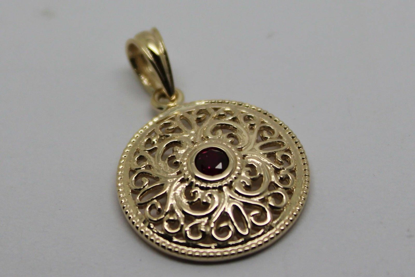 Kaedesigns New Genuine New 9ct 9k Yellow, Rose or White Gold Filigree Ruby Pendant