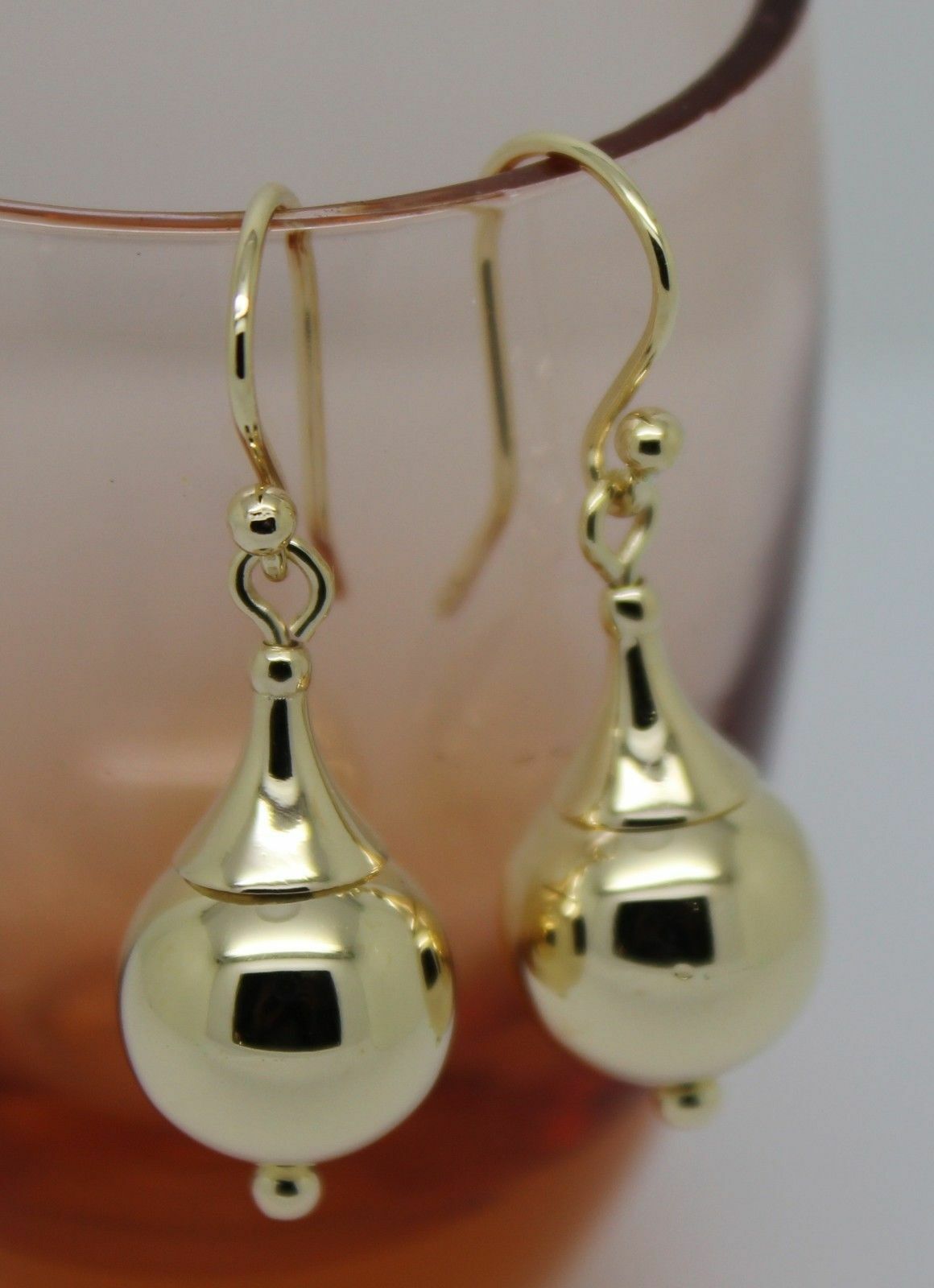 New Genuine 9ct 9k Yellow Or White Or Rose Gold 12mm Euro Ball Drop Earrings