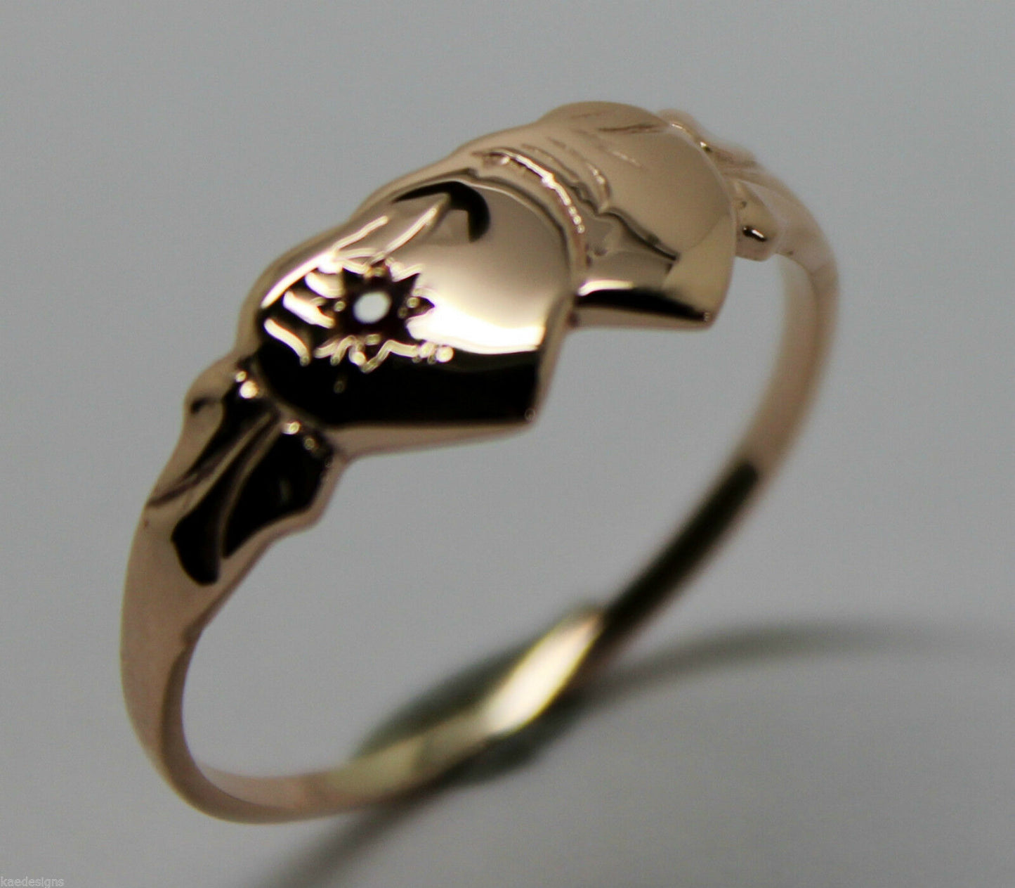 Genuine 9ct 9K Yellow, Rose or White Gold Ruby (Birthstone Of July) Double Heart Signet Ring - Choose your size