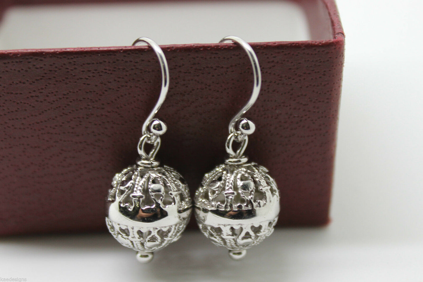 Kaedesigns Genuine 9kt 9ct 375 Yellow, Rose or White Gold 12mm Euro Ball Drop Filigree Earrings