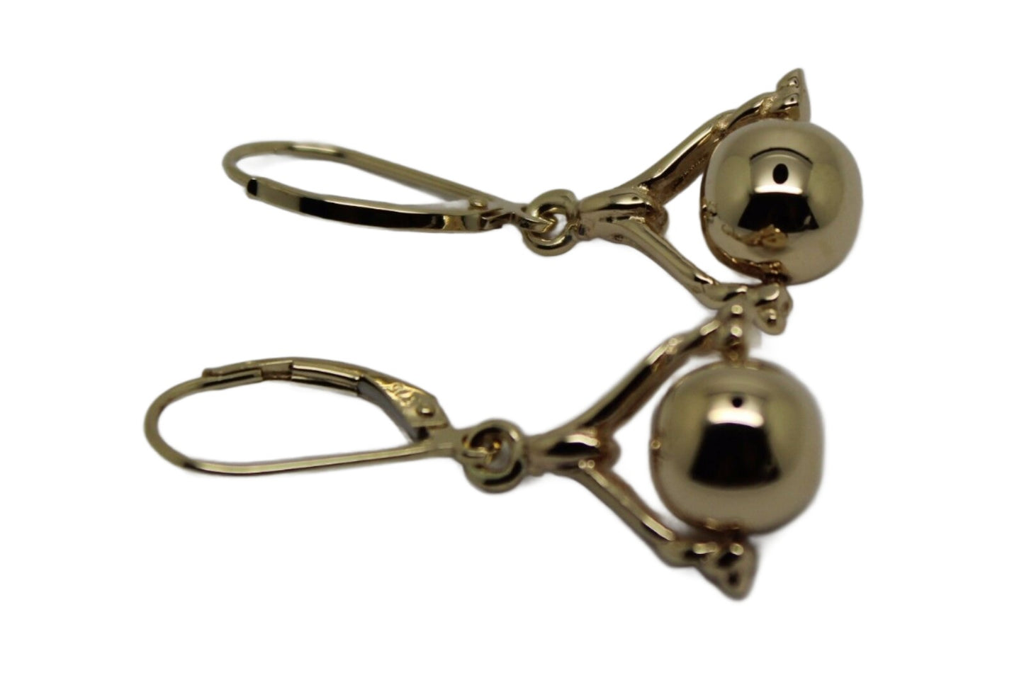 Genuine 9ct Solid Yellow, Rose or White Gold Plain Ball Spinner Earrings With Continental Hooks