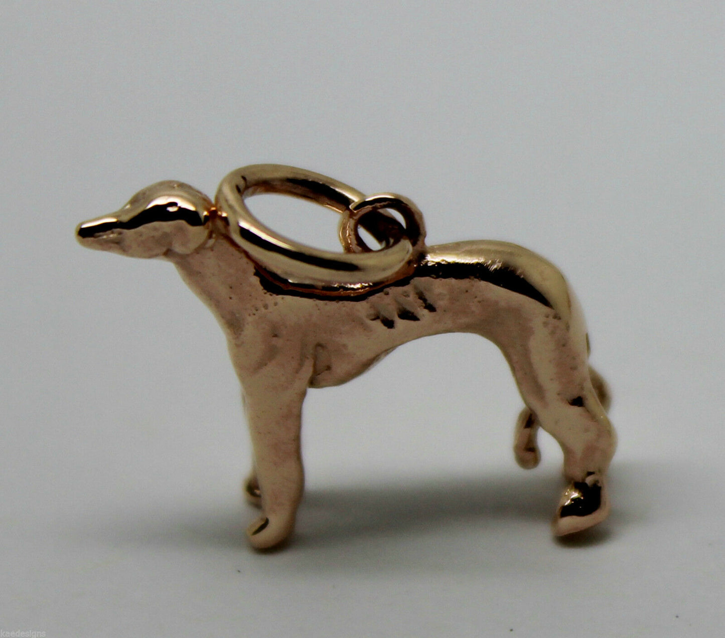 Kaedesigns, 3D 9ct Yellow, Rose Or White Gold Greyhound Dog Charm / Pendant