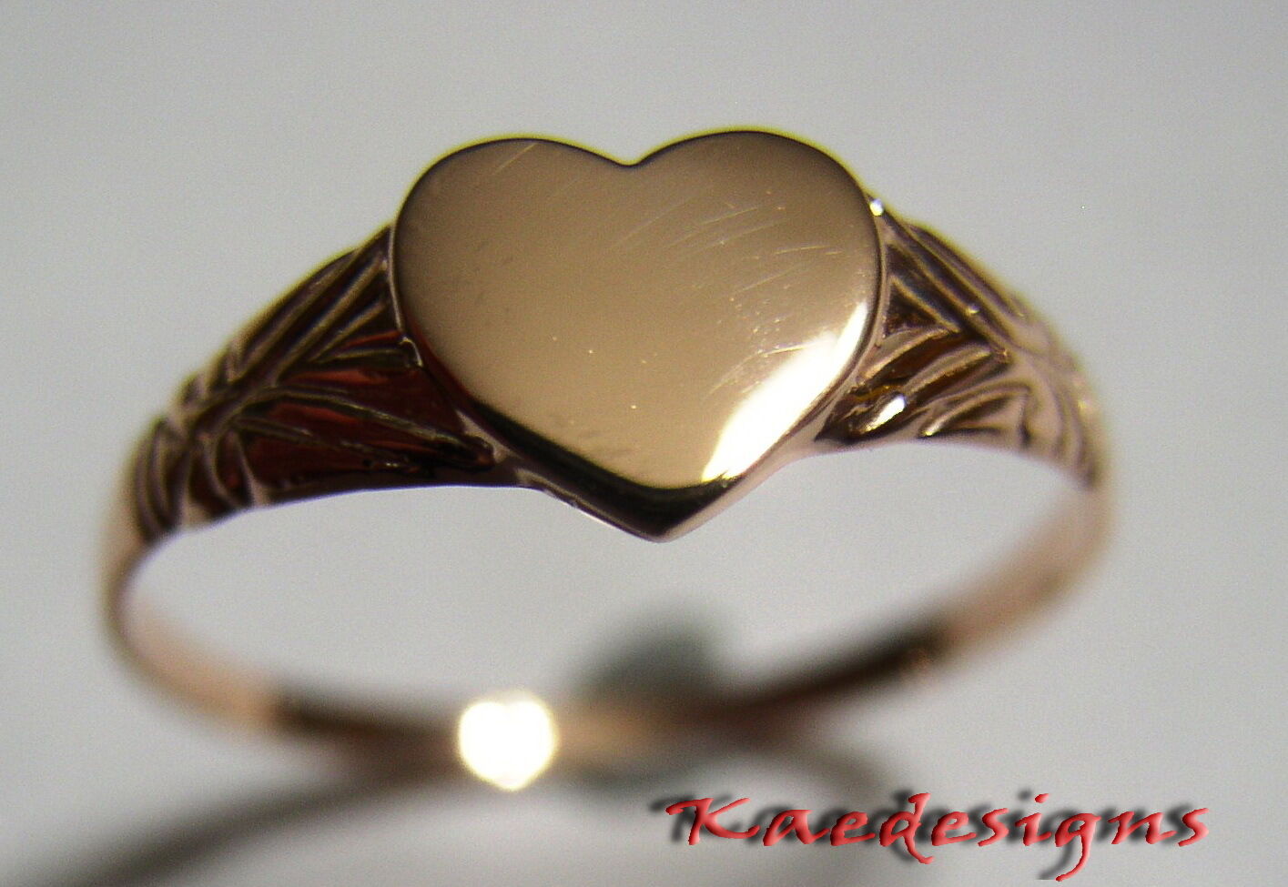 Size M 1/2, New Solid Genuine New 9ct 9kt Yellow, Rose or White Gold Heart Signet Ring 200