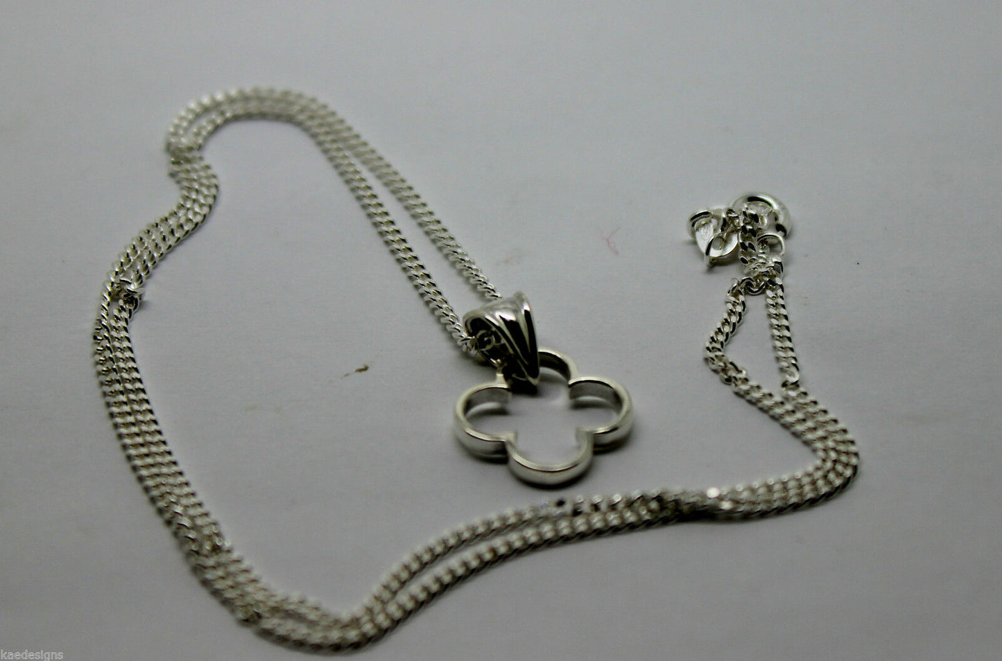Genuine Sterling Silver 925, Four Leaf Clover Pendant & Sterling Silver Chain