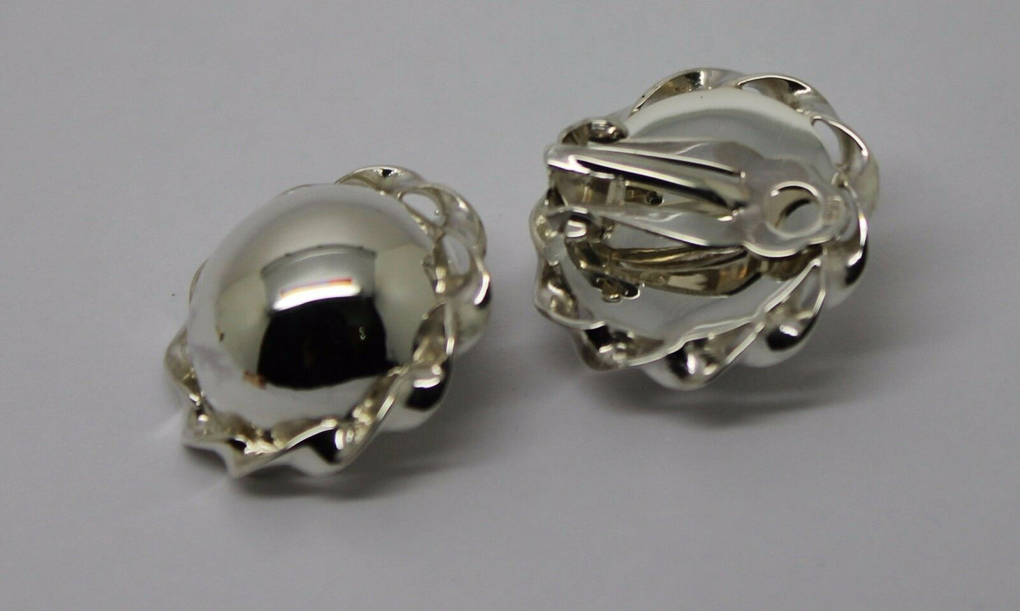 Kaedesigns Sterling Silver 925 Half Large Ball Round Clip On Earrings