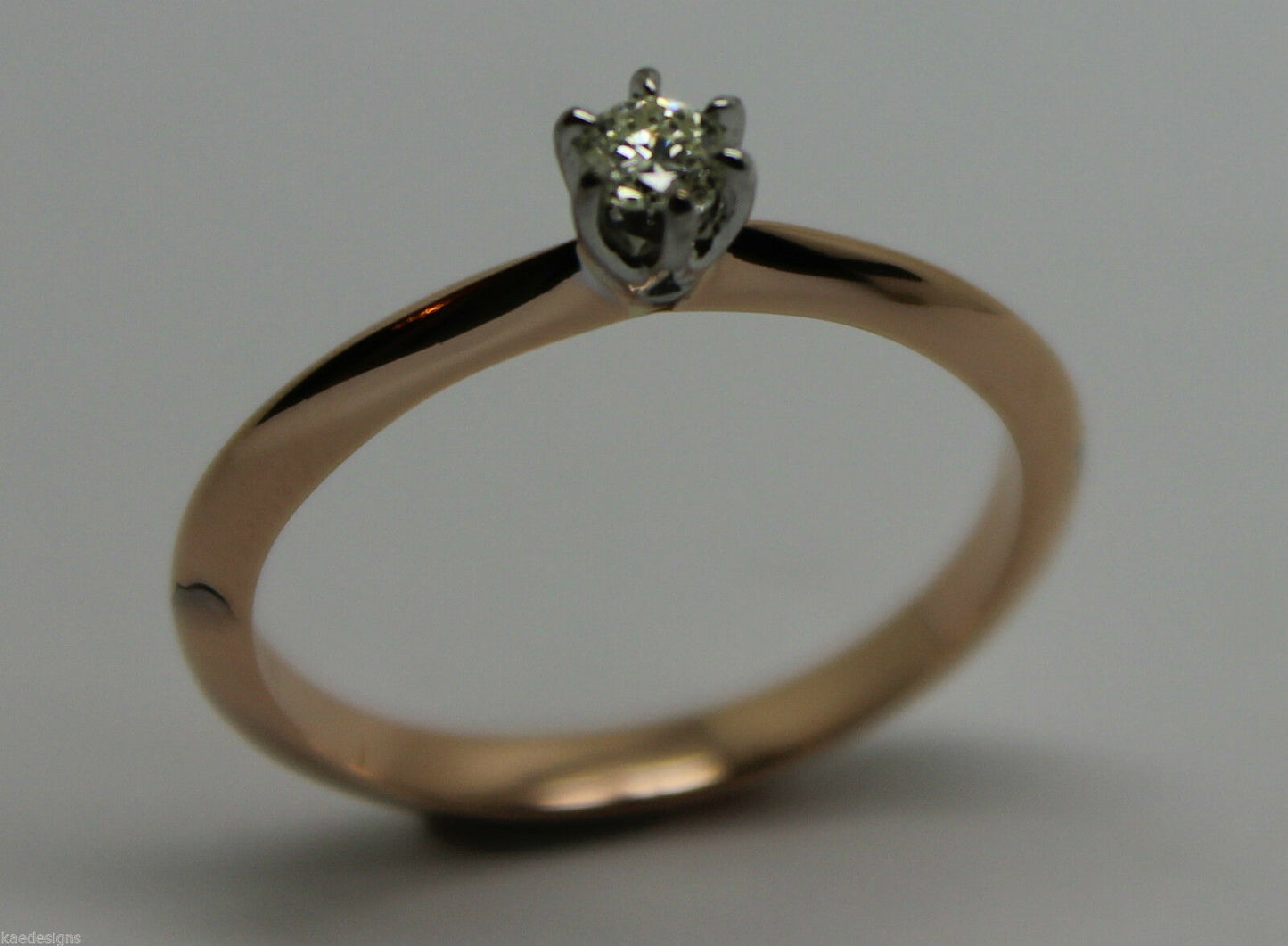 GENUINE NEW Solitaire 0.10 Carat Round Diamond Ring 18K 18ct 750 ROSE Gold