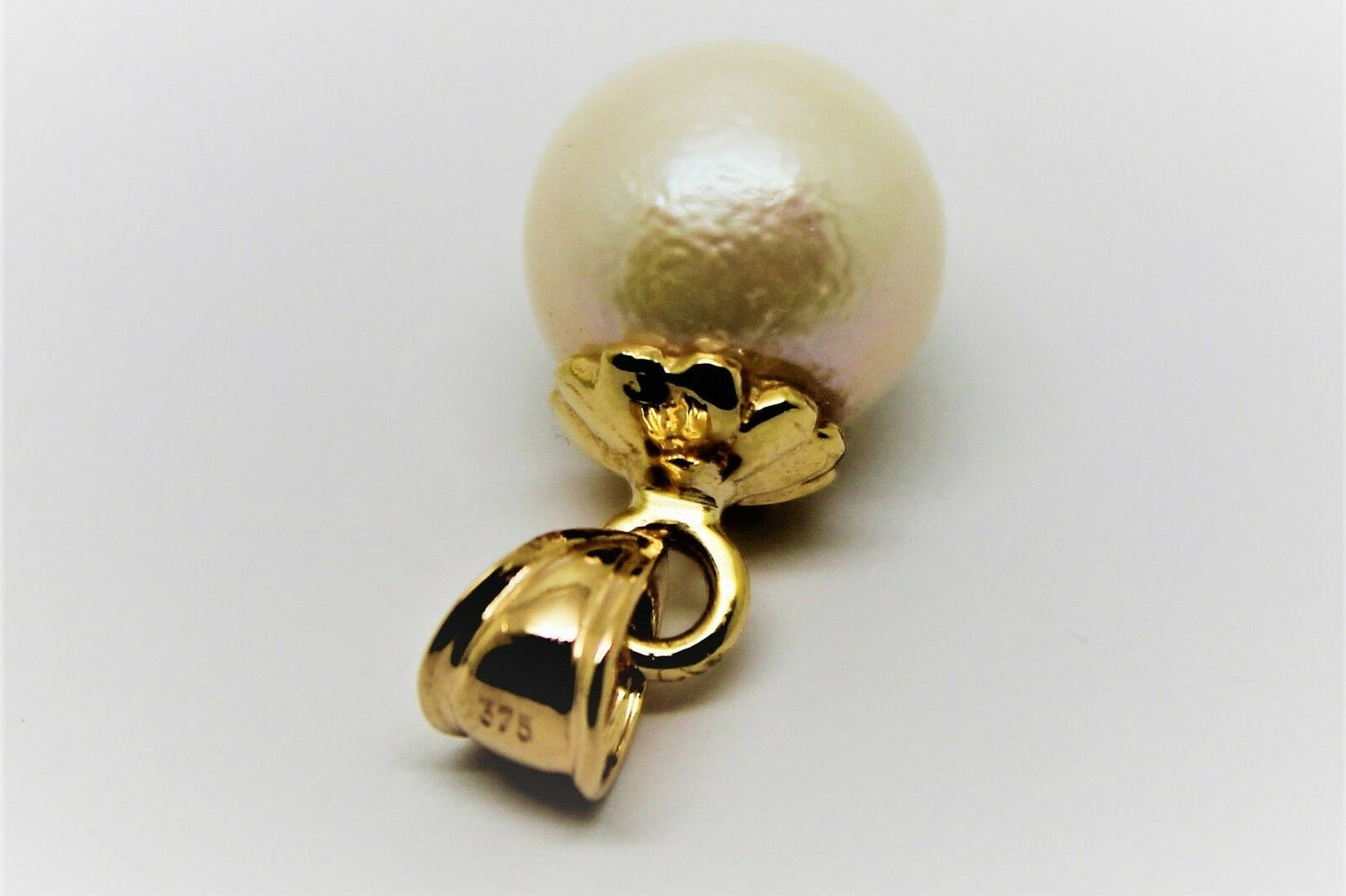 Genuine 9ct 9k Solid Yellow, Rose or White Gold 12mm White Pearl Ball Pendant