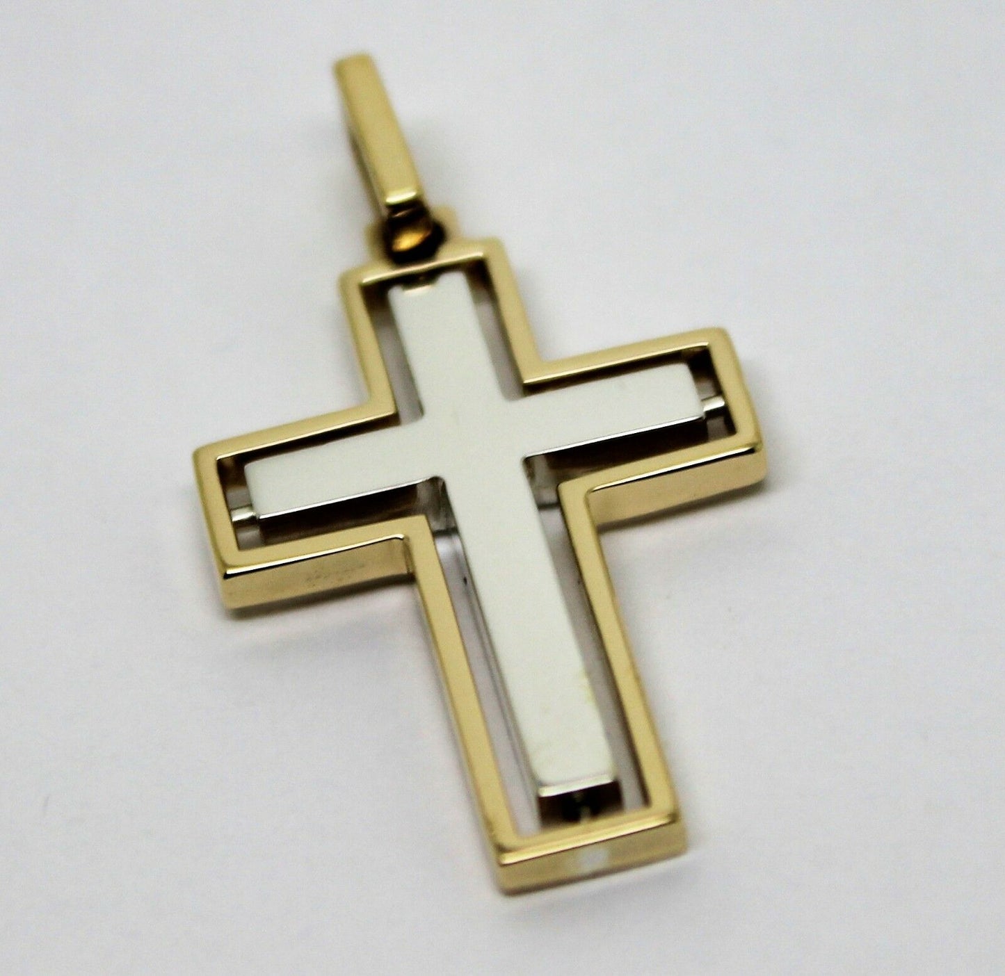Genuine 9ct Yellow Gold & Sterling Silver Cross Pendant