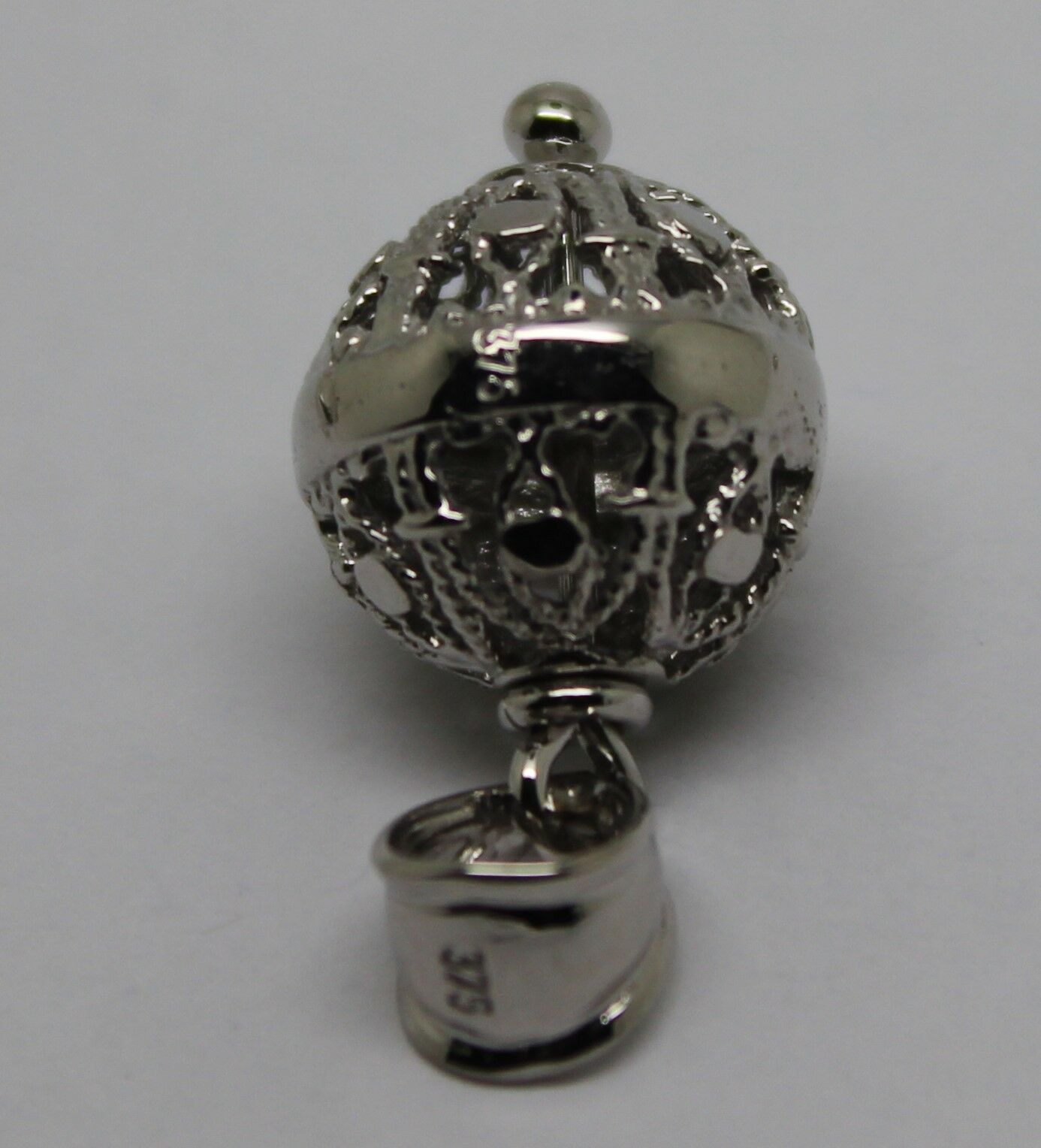 Genuine 9ct 9kt White Gold 12mm Filigree Ball Pendant