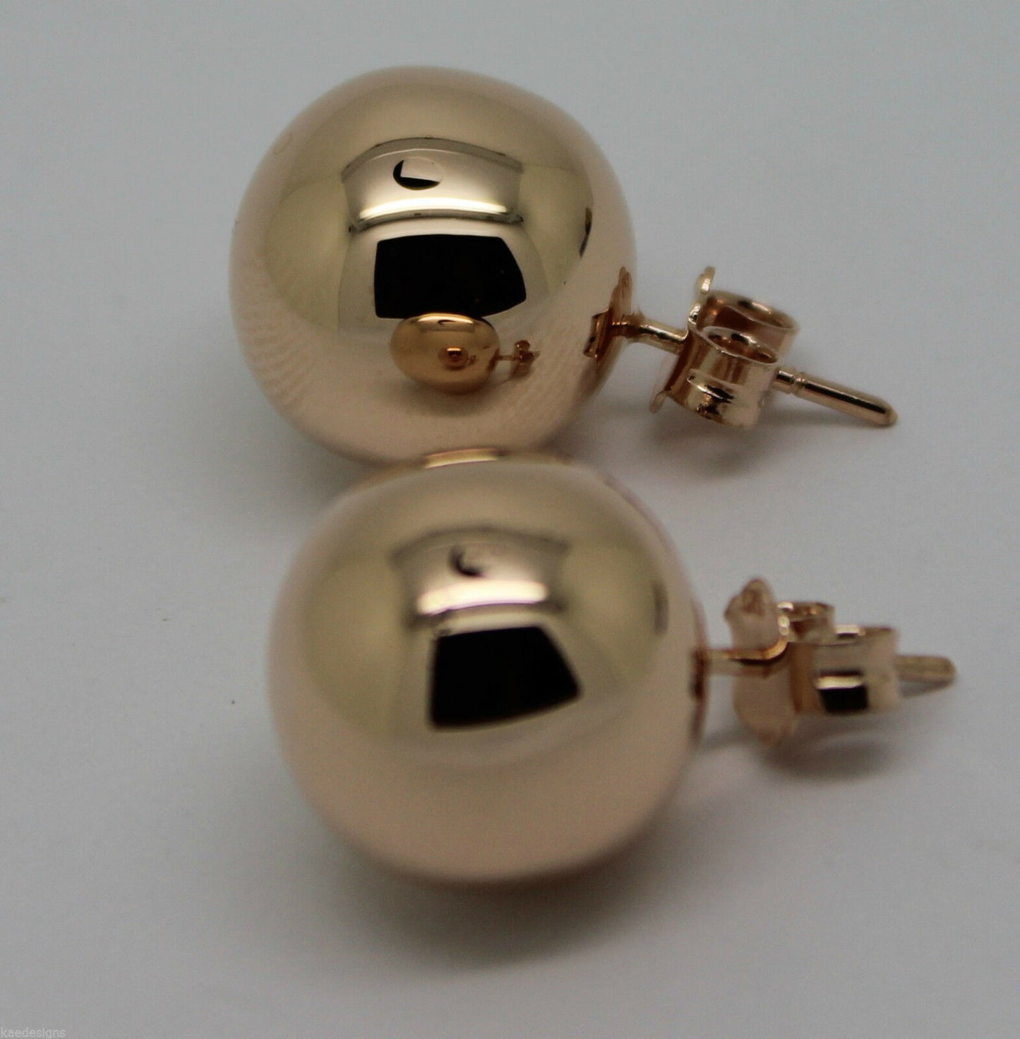 Genuine 9ct 9K Solid Yellow, Rose or White Gold 14mm Stud Ball Earrings