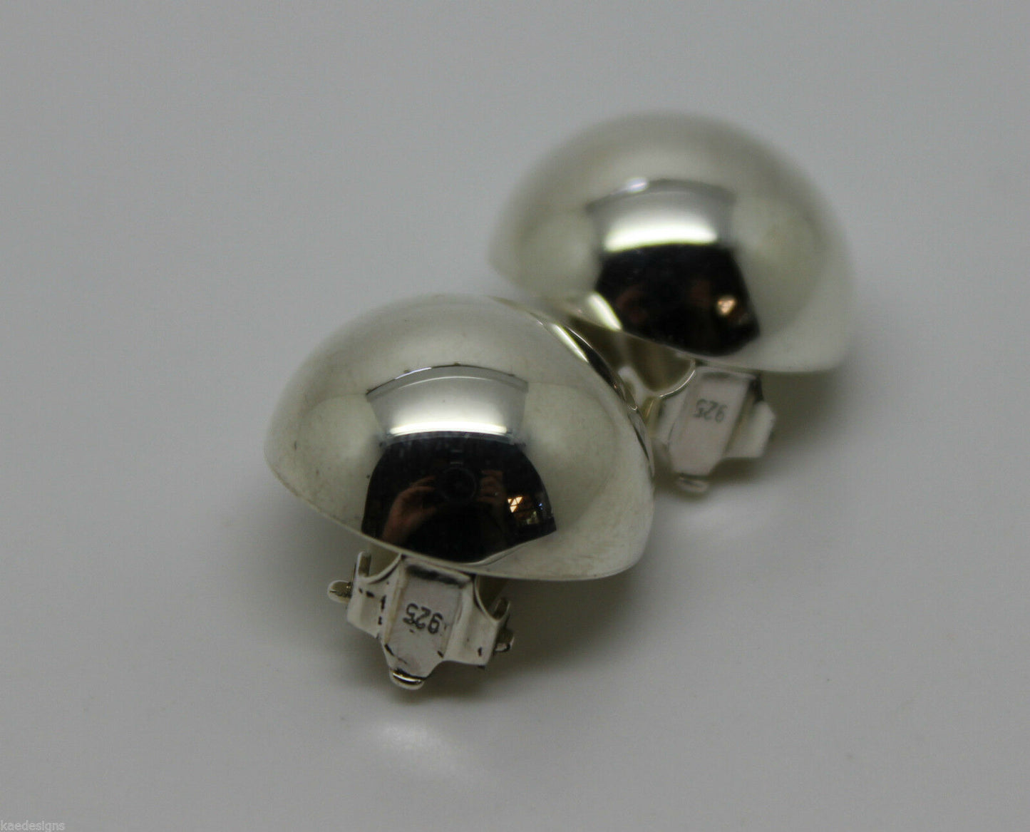 Genuine Sterling Silver 925 Half 16mm Ball Round Earrings Clip-ons