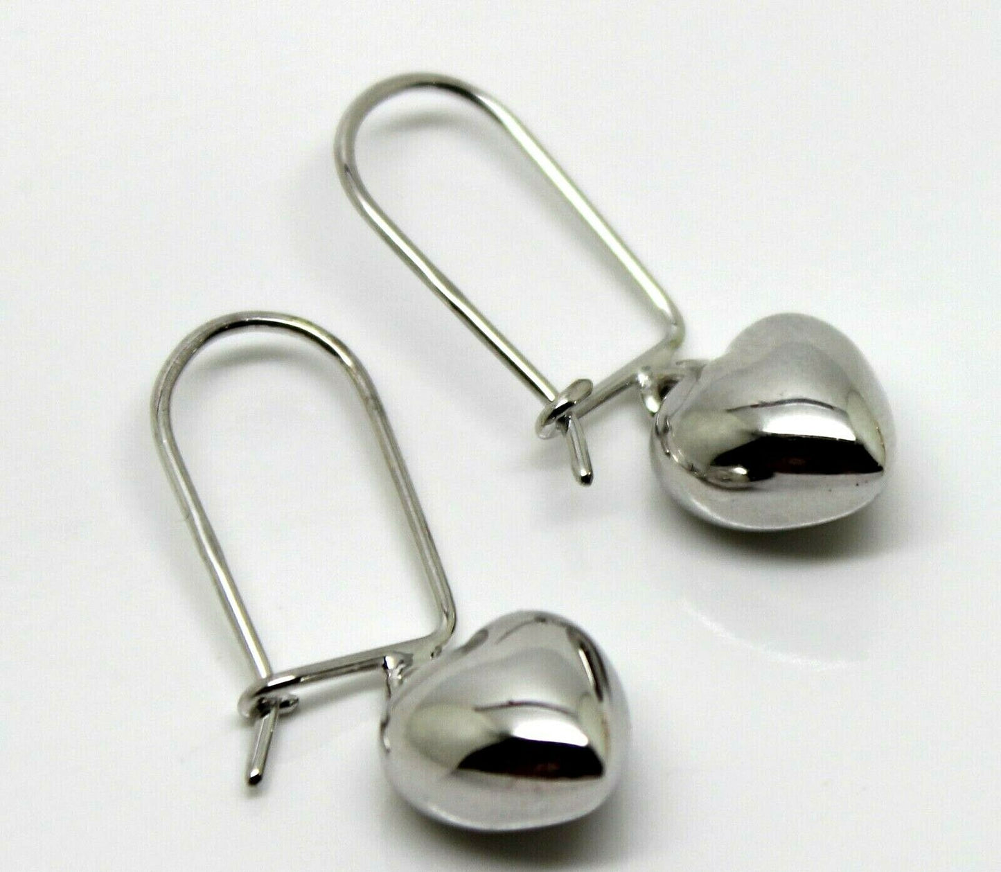 Kaedesigns 9ct Yellow, Rose or White Gold Dangle Puffed Heart Closed Hooks Earrings