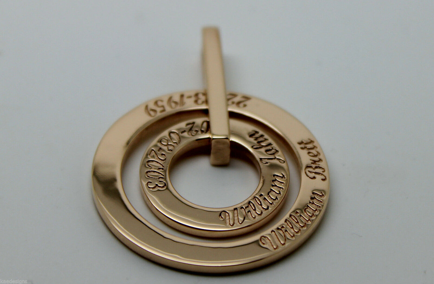 Genuine Solid 9ct Rose Gold / 375 Personalized & Engraveable 2 Circles Pendant