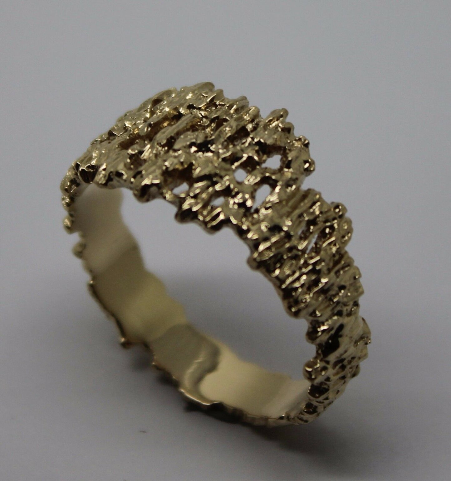 Size Z Genuine 9ct 375 Full Solid Yellow, Rose or White Gold Nugget Ring 12mm Wide 267
