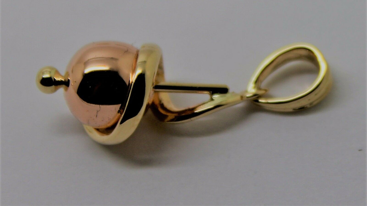 Genuine 9ct 9kt Yellow & Rose Gold 8mm Swirl Ball Pendant
