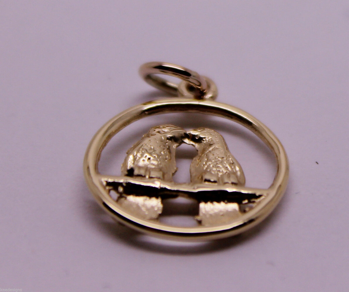 Genuine 9ct Yellow or Rose or White Gold or Silver Lovebirds Love Birds Pendant