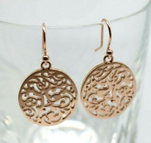 Genuine New Heavy 9ct Solid Yellow, Rose Or White Gold Filigree Oval Drop Long Hooks Earrings