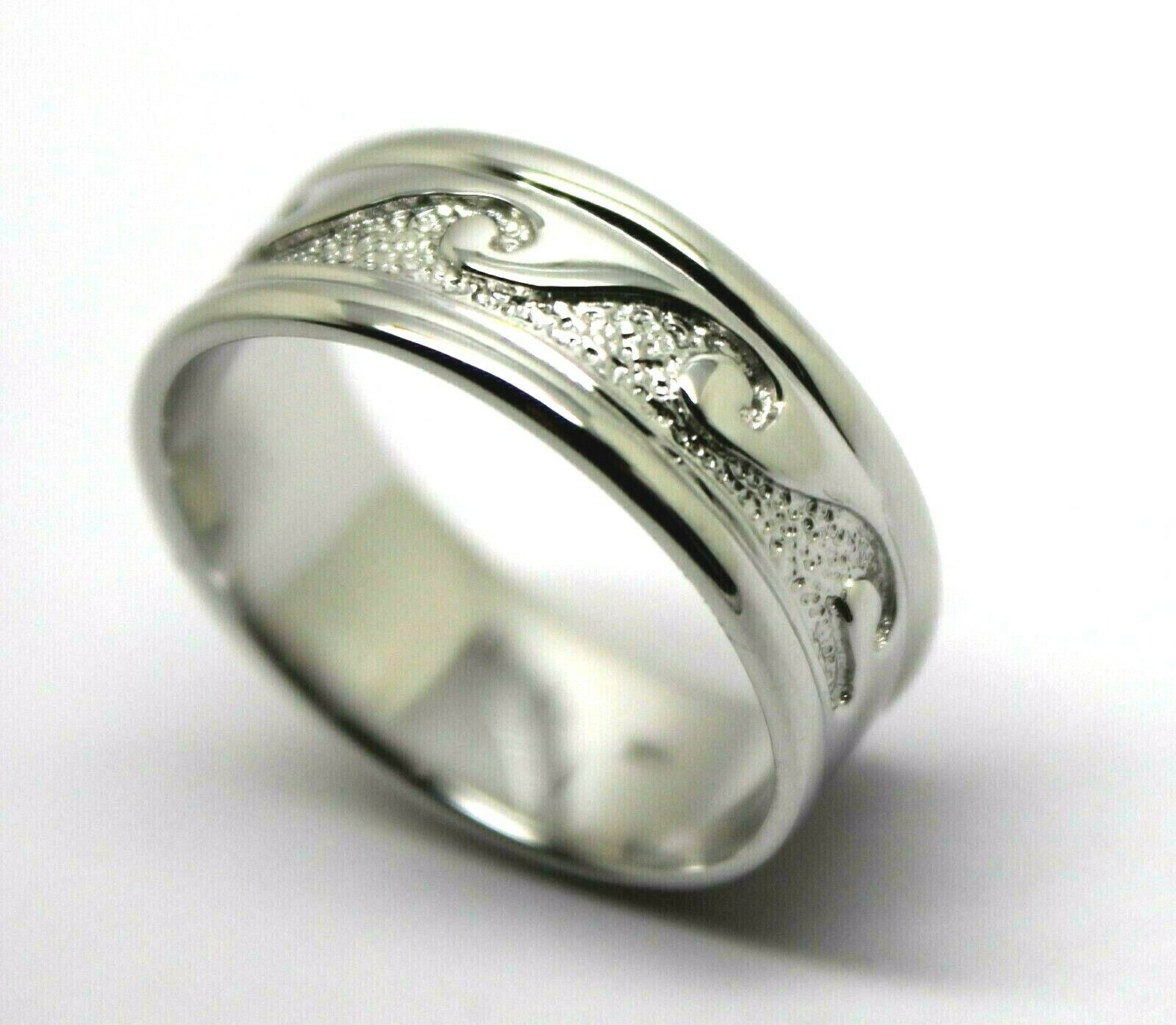 Kaedesigns, Solid Heavy Genuine 9ct White Gold Mens Surf Wave Ring