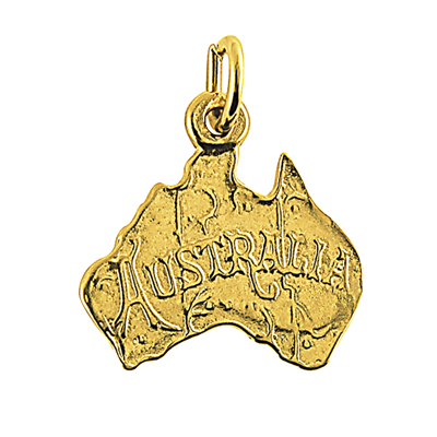 Kaedesigns, Genuine 9K Yellow Gold Australian Map Charm or Pendant