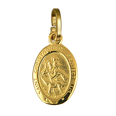 Genuine 18ct 18k 750 Yellow Gold Small St Christopher Pendant or Charm Travel Saint