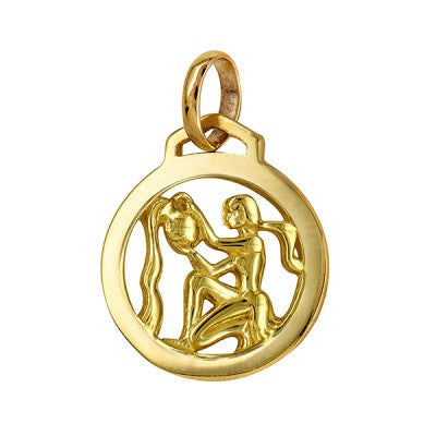 Genuine New 12mm Sterling Silver 925 or 9ct Yellow Gold Pendant / Charm - Aquarius