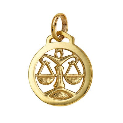Genuine New 12mm Sterling Silver 925 or 9ct Yellow Gold Pendant / Charm - Libra
