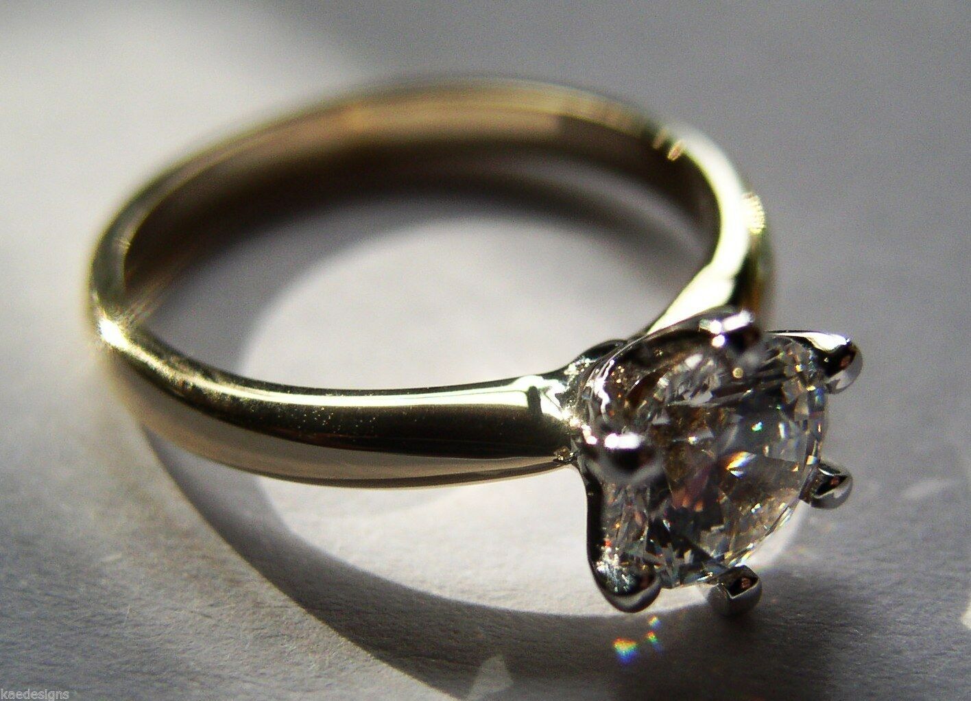 Kaedesigns, Genuine 9ct Solid Yellow Gold + White Gold setting Ring