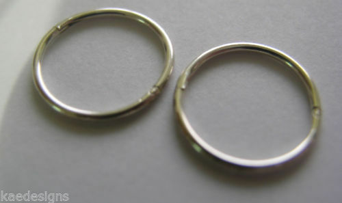 Sterling Silver Sleepers Hinged Earrings Plain 12mm