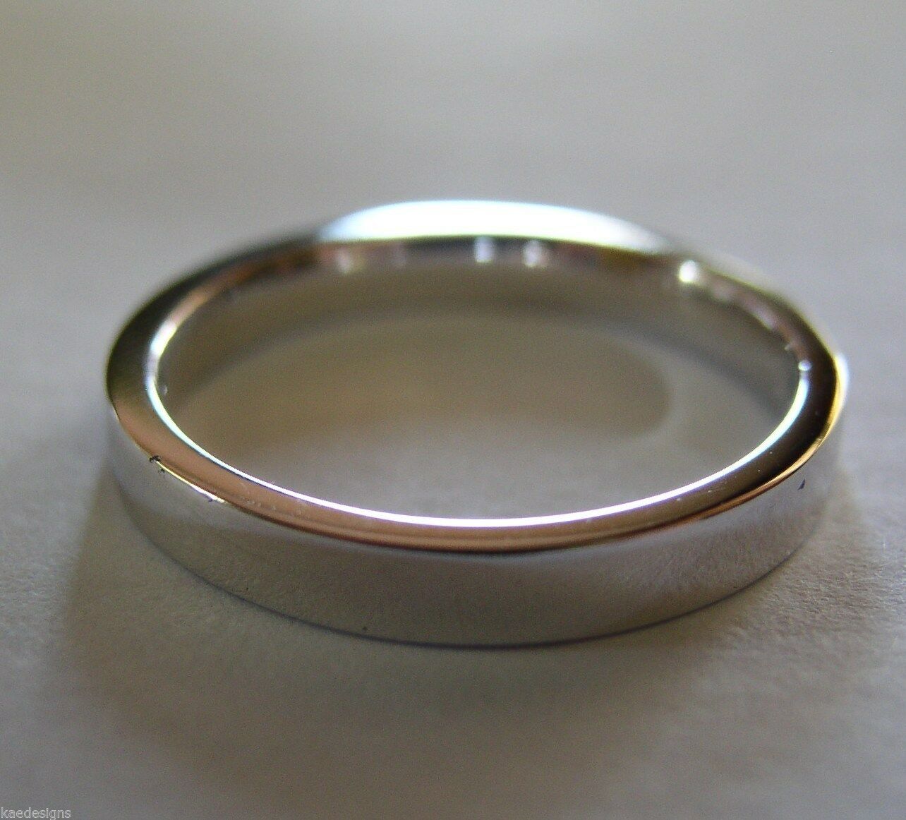 Size O New Genuine 18ct Hallmarked 750 White Gold Full Solid 3mm Flat Wedding Band