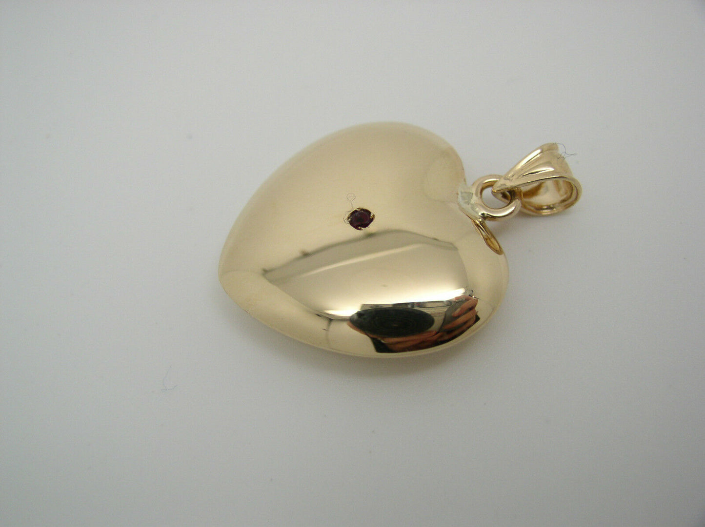 Genuine New 9ct 9kt Medium Ruby Set Bubble Yellow, Rose or White Gold Heart Pendant