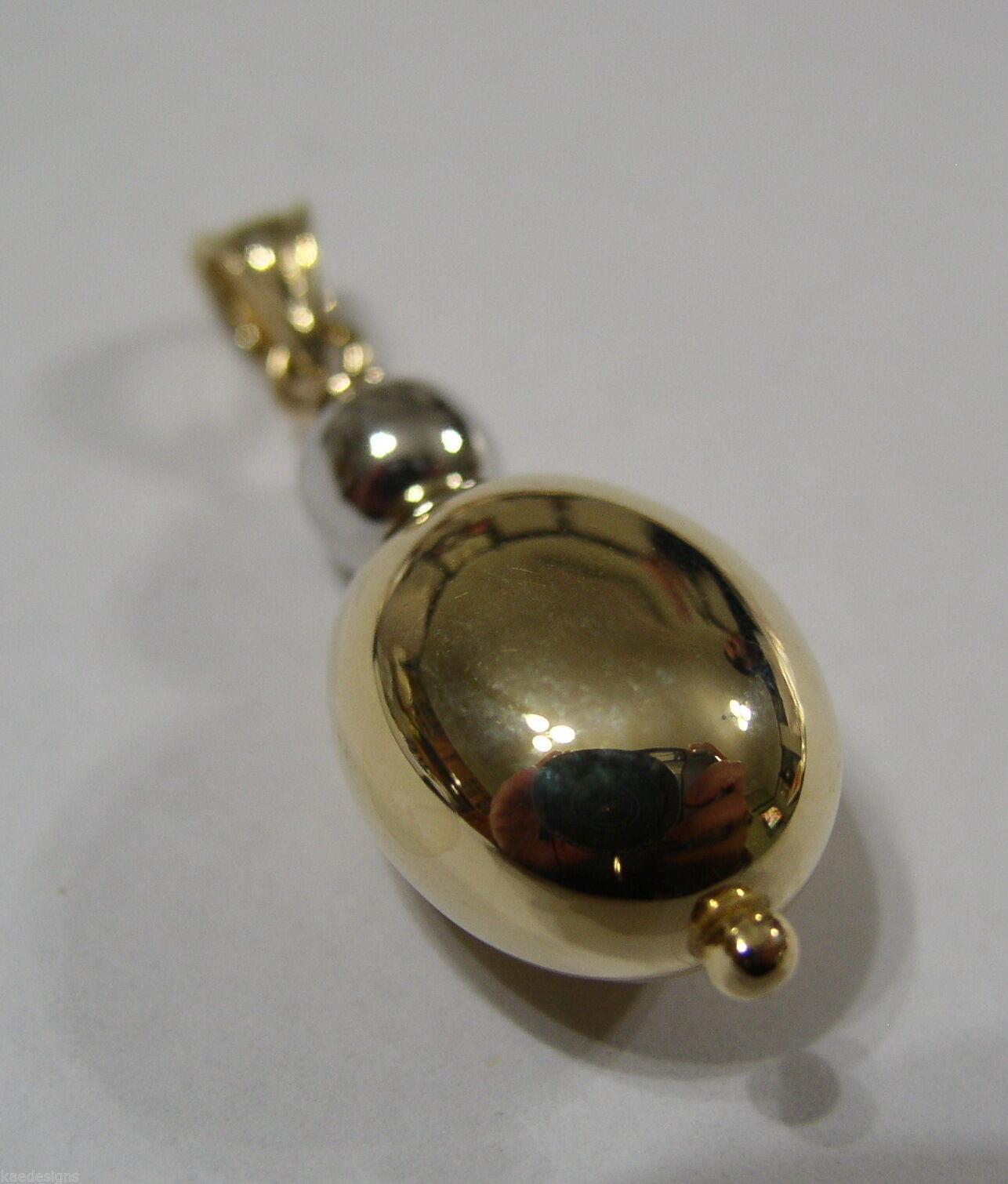 Genuine New 9ct 9kt 375 Yellow & White Gold Oval Bubble Ball Pendant