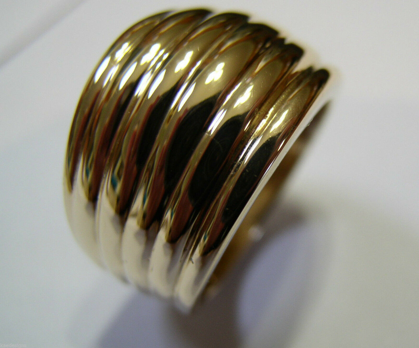 Genuine Heavy Wide 9ct 9kt Full Solid Yellow, Rose or White Gold Ridged Dome Ring