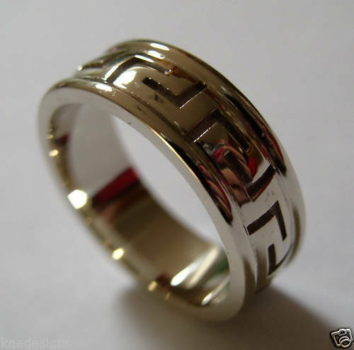 Size Y / 12 Kaedesigns New Genuine Solid 9ct Yellow, Rose or White Gold Heavy Greek Key Ring