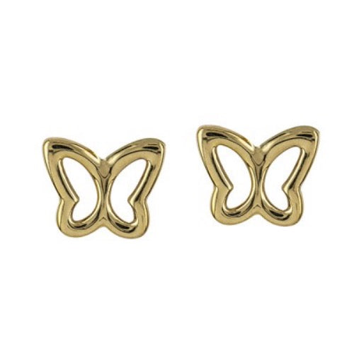Genuine Solid Yellow 9k 9ct Gold Butterfly Stud Earrings 9mm x 7mm