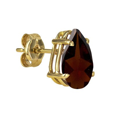 Genuine 9ct Yellow Gold Natural Garnet Teardrop Studs Earrings 8mm x 10mm