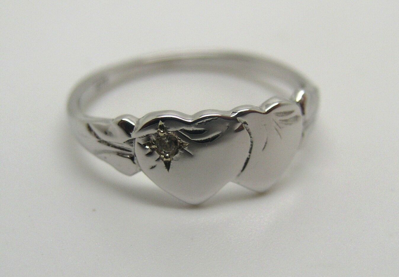 Size N Genuine Solid New 9ct 9kt Yellow, Rose or White Gold Diamond Double Heart Signet Ring