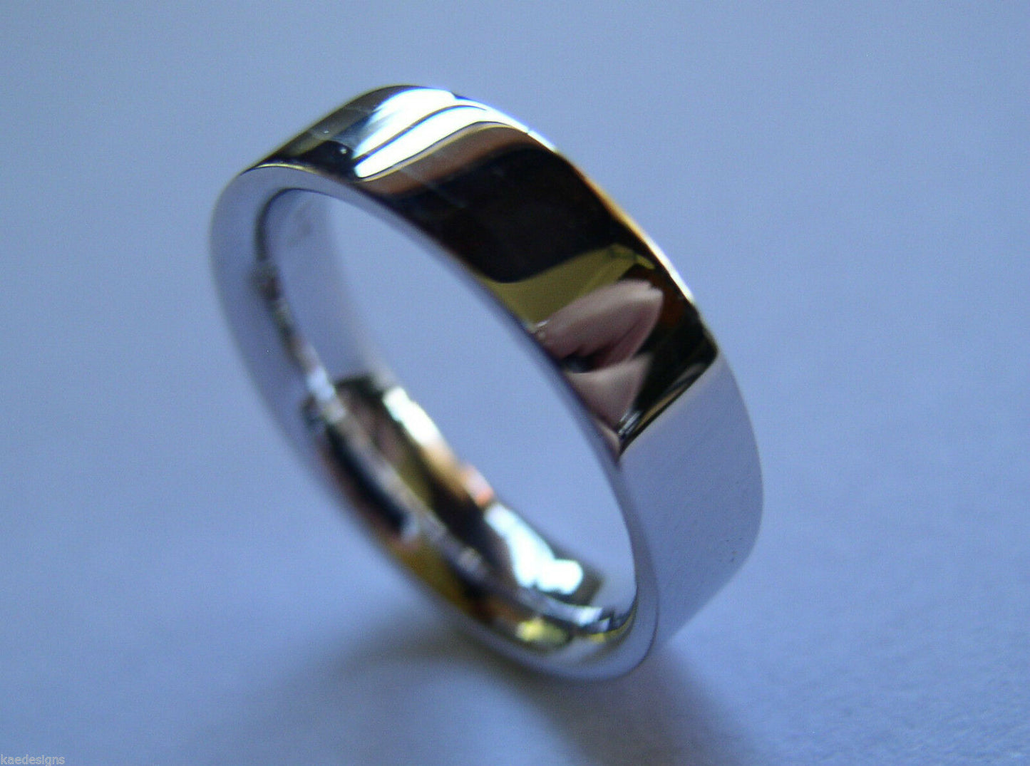 Size L Kaedesigns New 14k 14ct white gold 5mm, Flat & Comfort-Fit wedding band