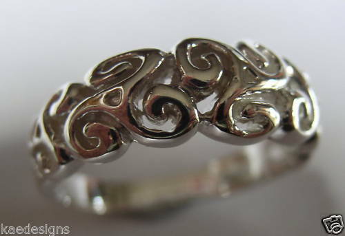 Kaedesigns New Genuine Sterling Silver Solid Swirl Filigree Ring 358