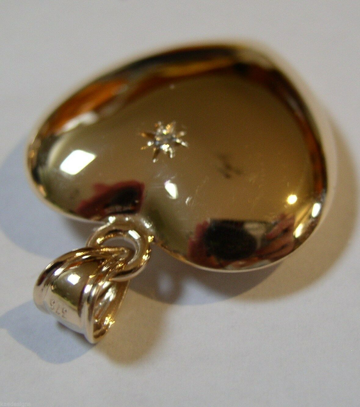 Kaedesigns 9ct Medium Bubble Yellow, Rose or White Gold Diamond Heart Pendant