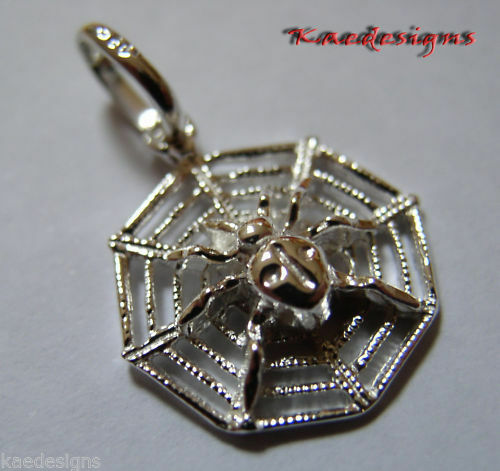 Kaedesigns Genuine Solid Sterling Silver 925 Spider Web Pendant Charm