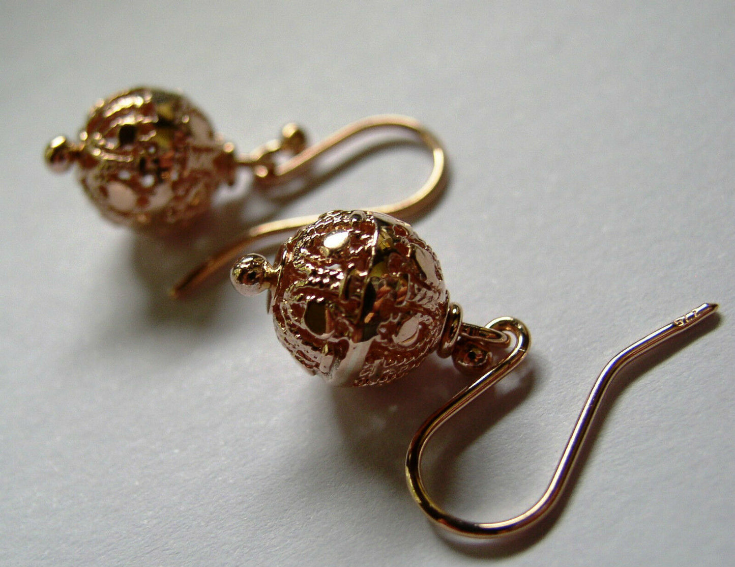 Kaedesigns New Genuine 9ct Yellow, Rose or White Gold 10mm Euro Ball Drop Filigree Earrings