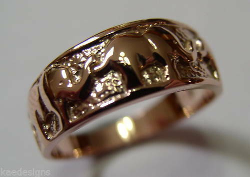 Kaedesigns Genuine New 18ct Gold Solid Yellow, Rose or White Gold Lucky Elephant Ring 209
