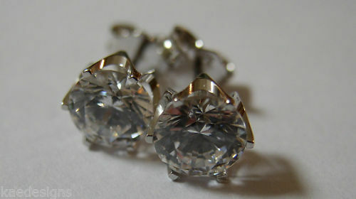 KAEDESIGNS, NEW GENUINE New 9ct White Gold Claw-set Round 7mm Stud Earrings